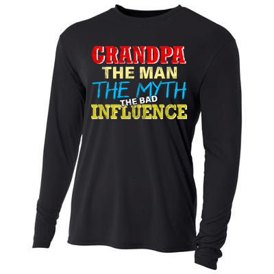 Funny Grandpa Man Myth The Bad Influence Cooling Performance Long Sleeve Crew