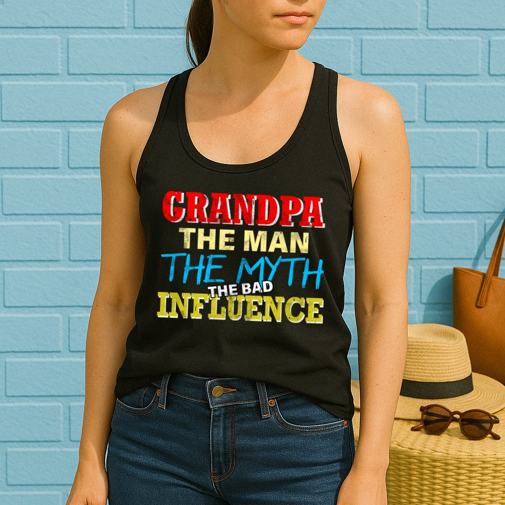 Funny Grandpa Man Myth The Bad Influence Womens Tank Top