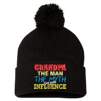 Funny Grandpa Man Myth The Bad Influence Pom Pom 12in Knit Beanie