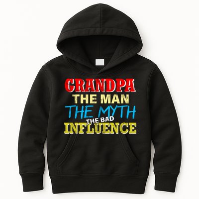 Funny Grandpa Man Myth The Bad Influence Kids Hoodie