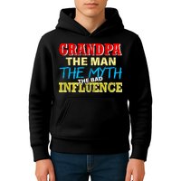 Funny Grandpa Man Myth The Bad Influence Kids Hoodie