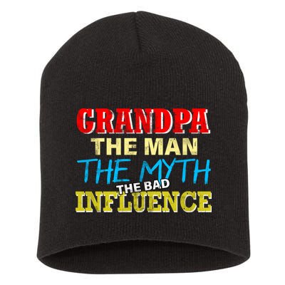 Funny Grandpa Man Myth The Bad Influence Short Acrylic Beanie