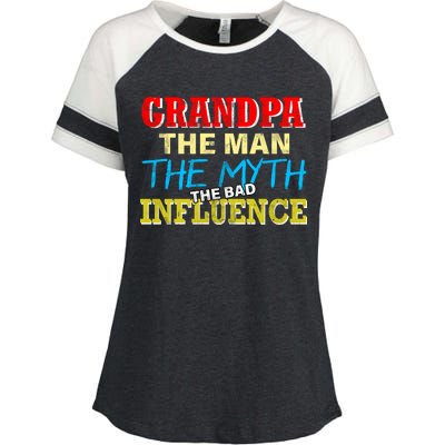 Funny Grandpa Man Myth The Bad Influence Enza Ladies Jersey Colorblock Tee