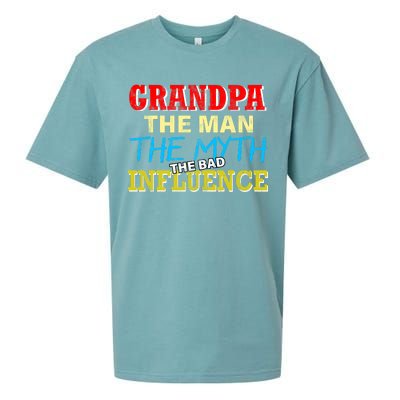 Funny Grandpa Man Myth The Bad Influence Sueded Cloud Jersey T-Shirt