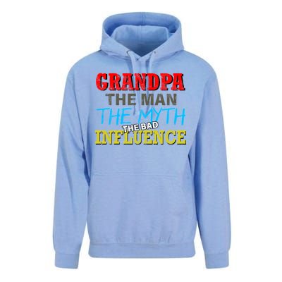 Funny Grandpa Man Myth The Bad Influence Unisex Surf Hoodie