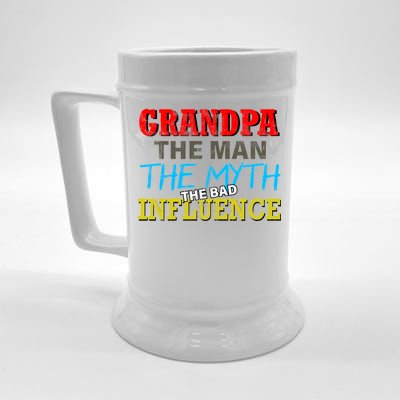 Funny Grandpa Man Myth The Bad Influence Beer Stein