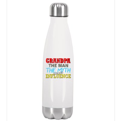 Funny Grandpa Man Myth The Bad Influence Stainless Steel Insulated Water Bottle