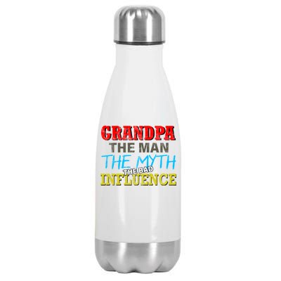 Funny Grandpa Man Myth The Bad Influence Stainless Steel Insulated Water Bottle