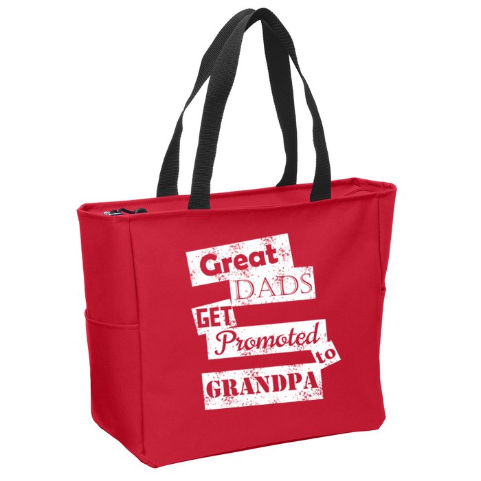 Funny Great Dads Get Promoted To Grandpa Zip Tote Bag
