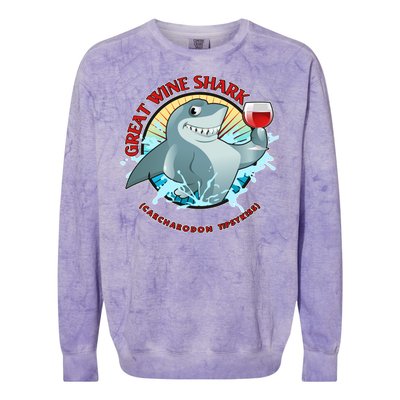 Funny Great Wine Shark Emblem Colorblast Crewneck Sweatshirt