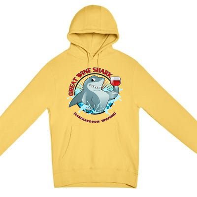 Funny Great Wine Shark Emblem Premium Pullover Hoodie