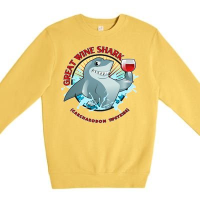 Funny Great Wine Shark Emblem Premium Crewneck Sweatshirt