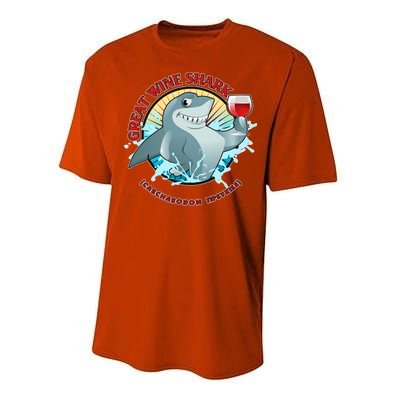 Funny Great Wine Shark Emblem Performance Sprint T-Shirt