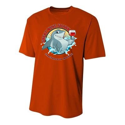 Funny Great Wine Shark Emblem Youth Performance Sprint T-Shirt