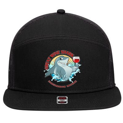 Funny Great Wine Shark Emblem 7 Panel Mesh Trucker Snapback Hat