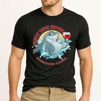 Funny Great Wine Shark Emblem Cooling Performance Crew T-Shirt