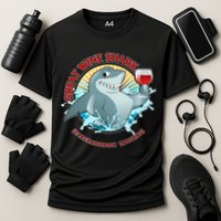 Funny Great Wine Shark Emblem Cooling Performance Crew T-Shirt