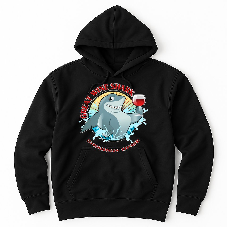Funny Great Wine Shark Emblem Hoodie