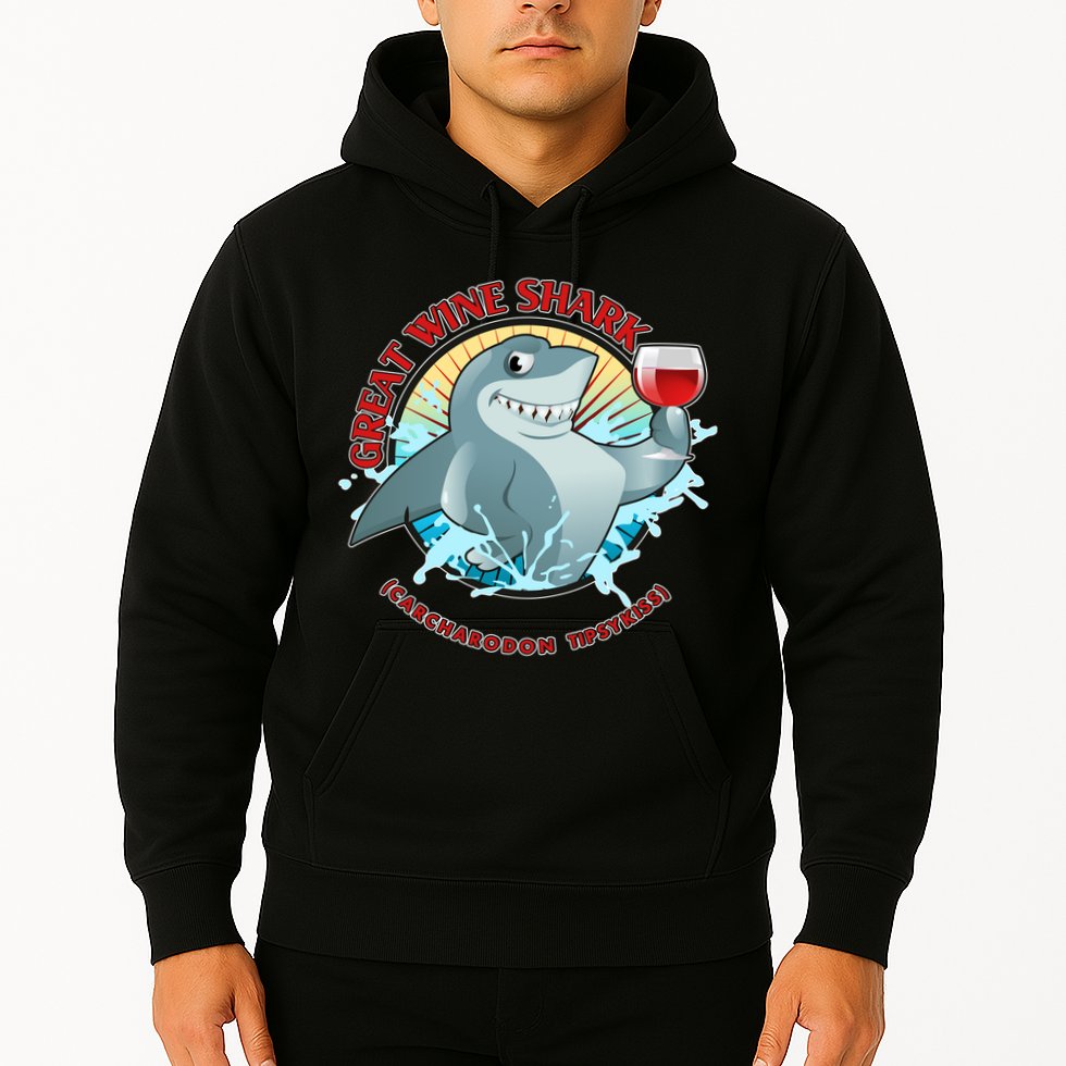 Funny Great Wine Shark Emblem Hoodie