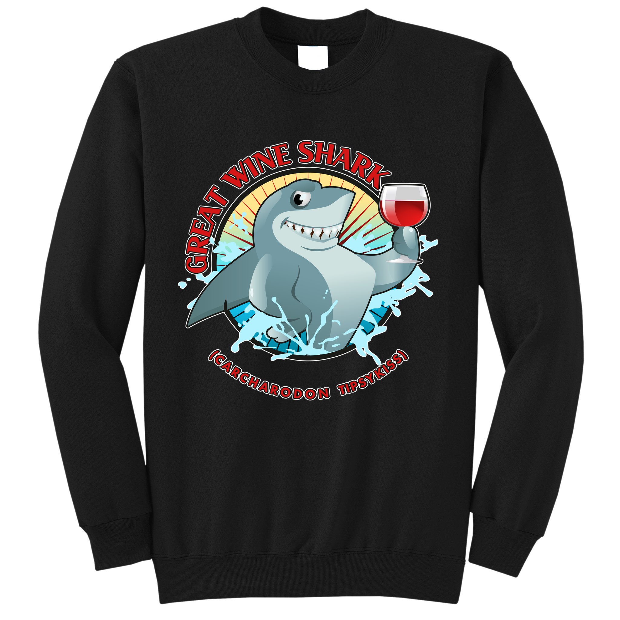 Funny Great Wine Shark Emblem Sweatshirt