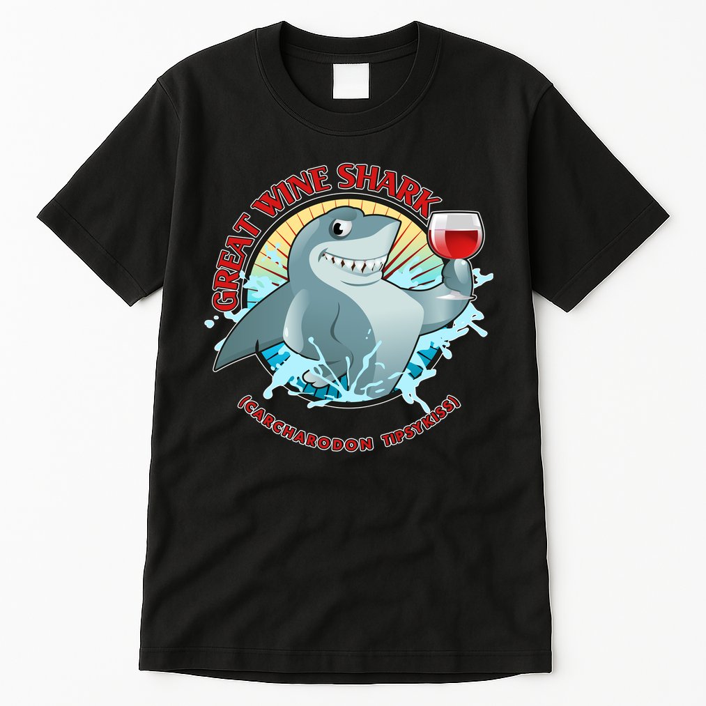 Funny Great Wine Shark Emblem Tall T-Shirt