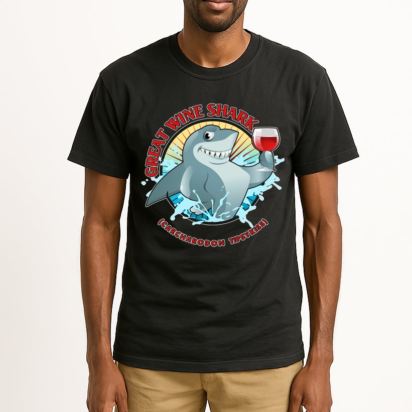 Funny Great Wine Shark Emblem Tall T-Shirt