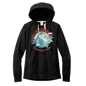 Funny Great Wine Shark Emblem Women's Fleece Hoodie