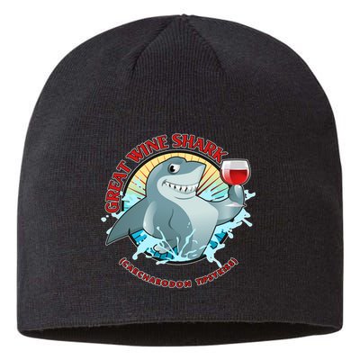 Funny Great Wine Shark Emblem Sustainable Beanie