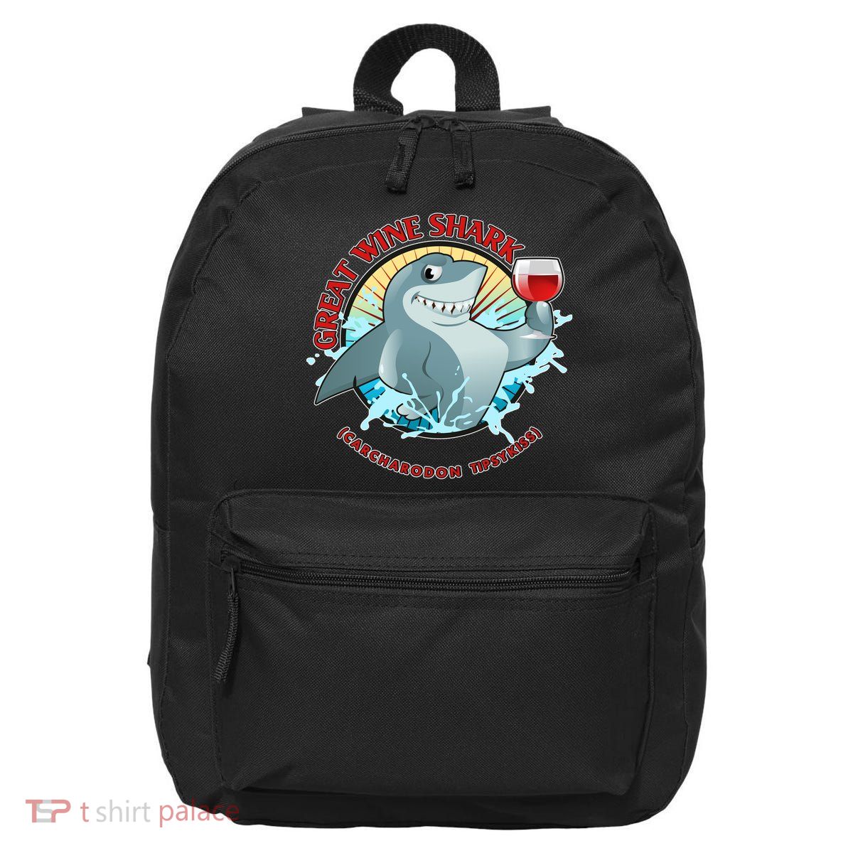 Funny Great Wine Shark Emblem 16 in Basic Backpack