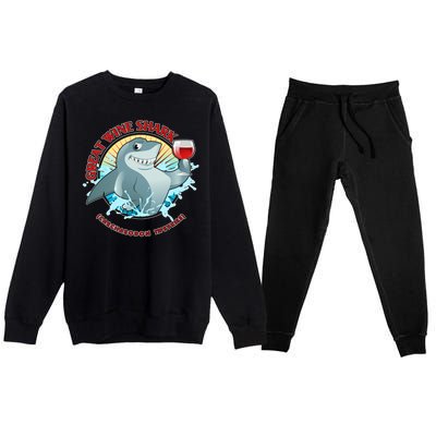 Funny Great Wine Shark Emblem Premium Crewneck Sweatsuit Set