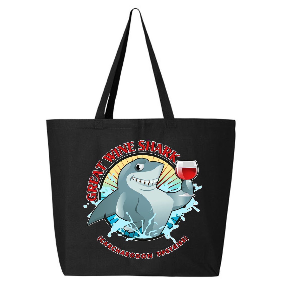 Funny Great Wine Shark Emblem 25L Jumbo Tote
