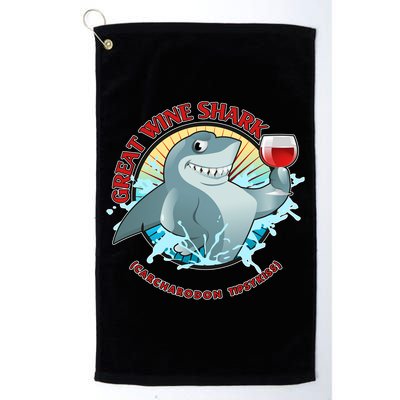 Funny Great Wine Shark Emblem Golf Towel