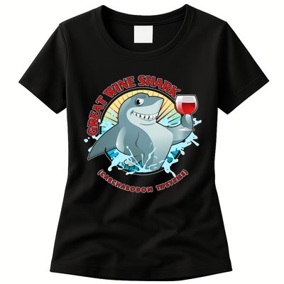 Funny Great Wine Shark Emblem Womens T-Shirt