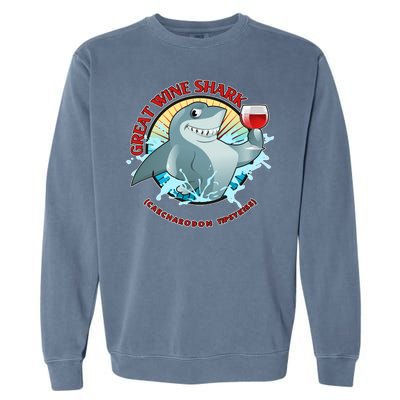 Funny Great Wine Shark Emblem Garment-Dyed Sweatshirt