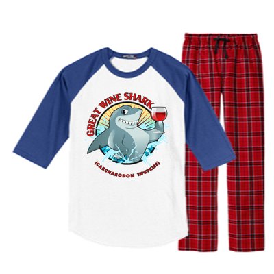 Funny Great Wine Shark Emblem Raglan Sleeve Pajama Set