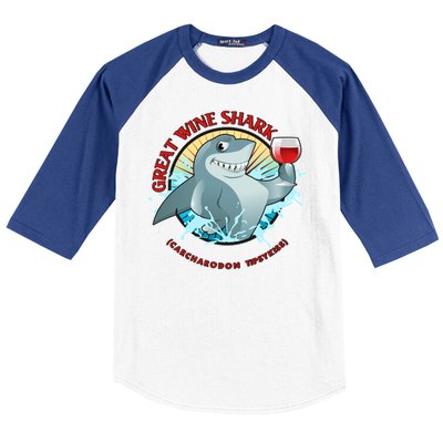 Funny Great Wine Shark Emblem Baseball Sleeve Shirt