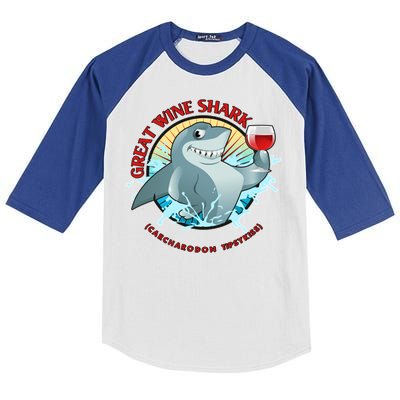 Funny Great Wine Shark Emblem Kids Colorblock Raglan Jersey