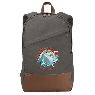 Funny Great Wine Shark Emblem Cotton Canvas Backpack