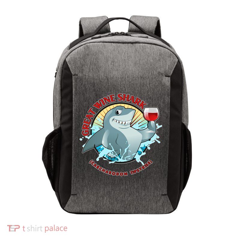 Funny Great Wine Shark Emblem Vector Backpack