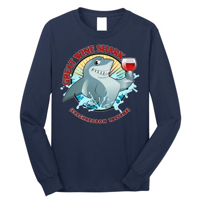 Funny Great Wine Shark Emblem Long Sleeve Shirt