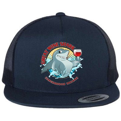 Funny Great Wine Shark Emblem Flat Bill Trucker Hat