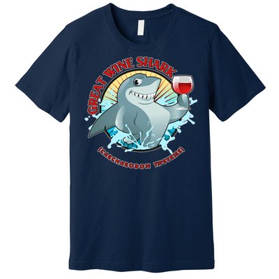 Funny Great Wine Shark Emblem Premium T-Shirt