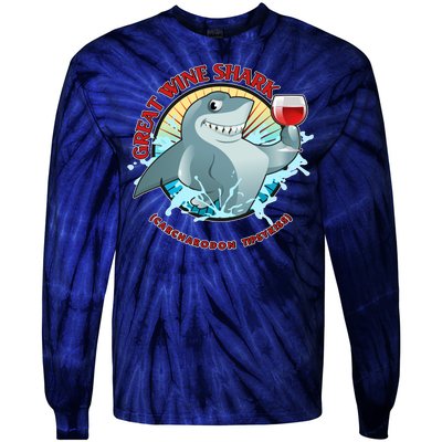 Funny Great Wine Shark Emblem Tie-Dye Long Sleeve Shirt