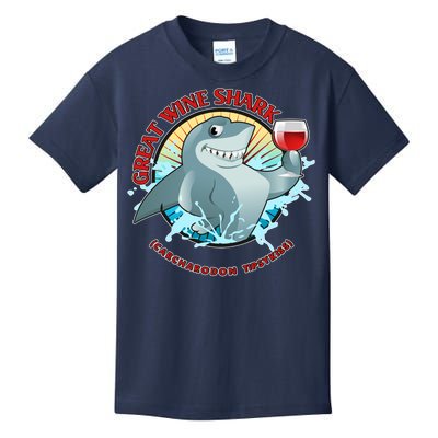 Funny Great Wine Shark Emblem Kids T-Shirt