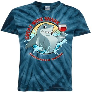 Funny Great Wine Shark Emblem Kids Tie-Dye T-Shirt