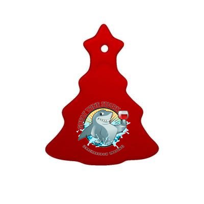 Funny Great Wine Shark Emblem Ceramic Tree Ornament