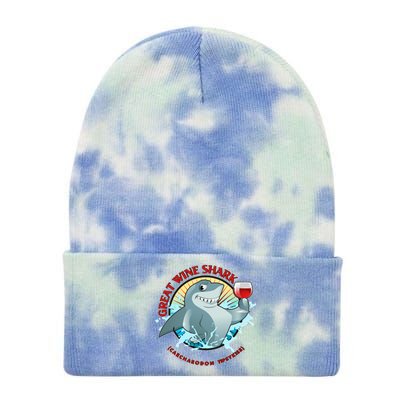 Funny Great Wine Shark Emblem Tie Dye 12in Knit Beanie