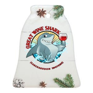 Funny Great Wine Shark Emblem Ceramic Bell Ornament