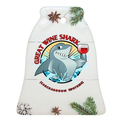 Funny Great Wine Shark Emblem Ceramic Bell Ornament