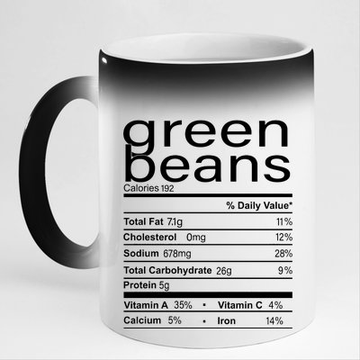 Funny Green Bean Nutrition 11oz Black Color Changing Mug